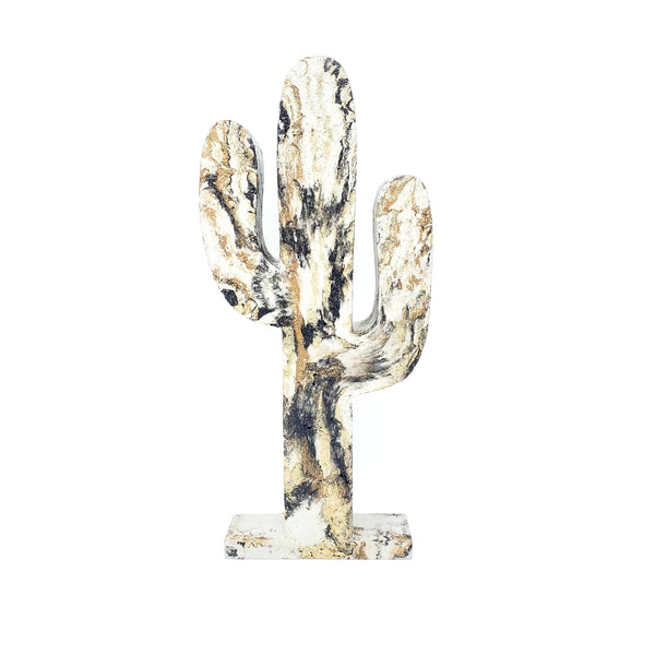 Concrete Cactus Statue - Gold Brown Black - Garden Decor