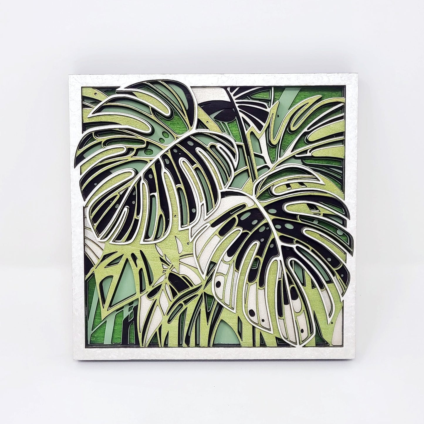 Monstera - Layered Laser Cut Wall Art | 3D Botanical Shadow Box | Tropical Leaf Wood Decor 🌿