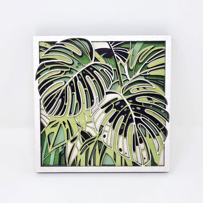 Monstera - Layered Laser Cut Wall Art | 3D Botanical Shadow Box | Tropical Leaf Wood Decor 🌿