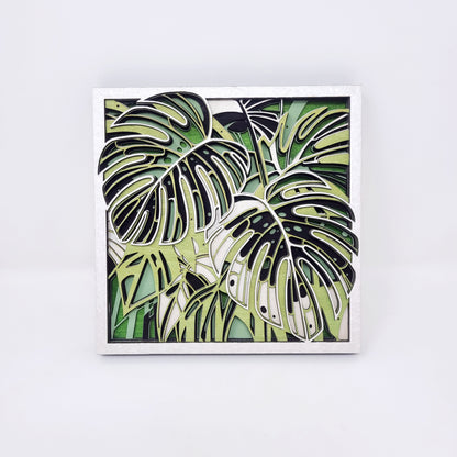 Monstera - Layered Laser Cut Wall Art | 3D Botanical Shadow Box | Tropical Leaf Wood Decor 🌿