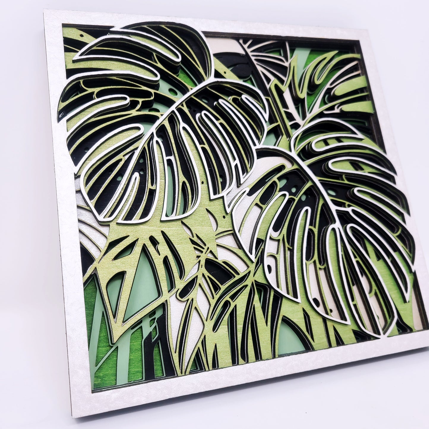 Monstera - Layered Laser Cut Wall Art | 3D Botanical Shadow Box | Tropical Leaf Wood Decor 🌿