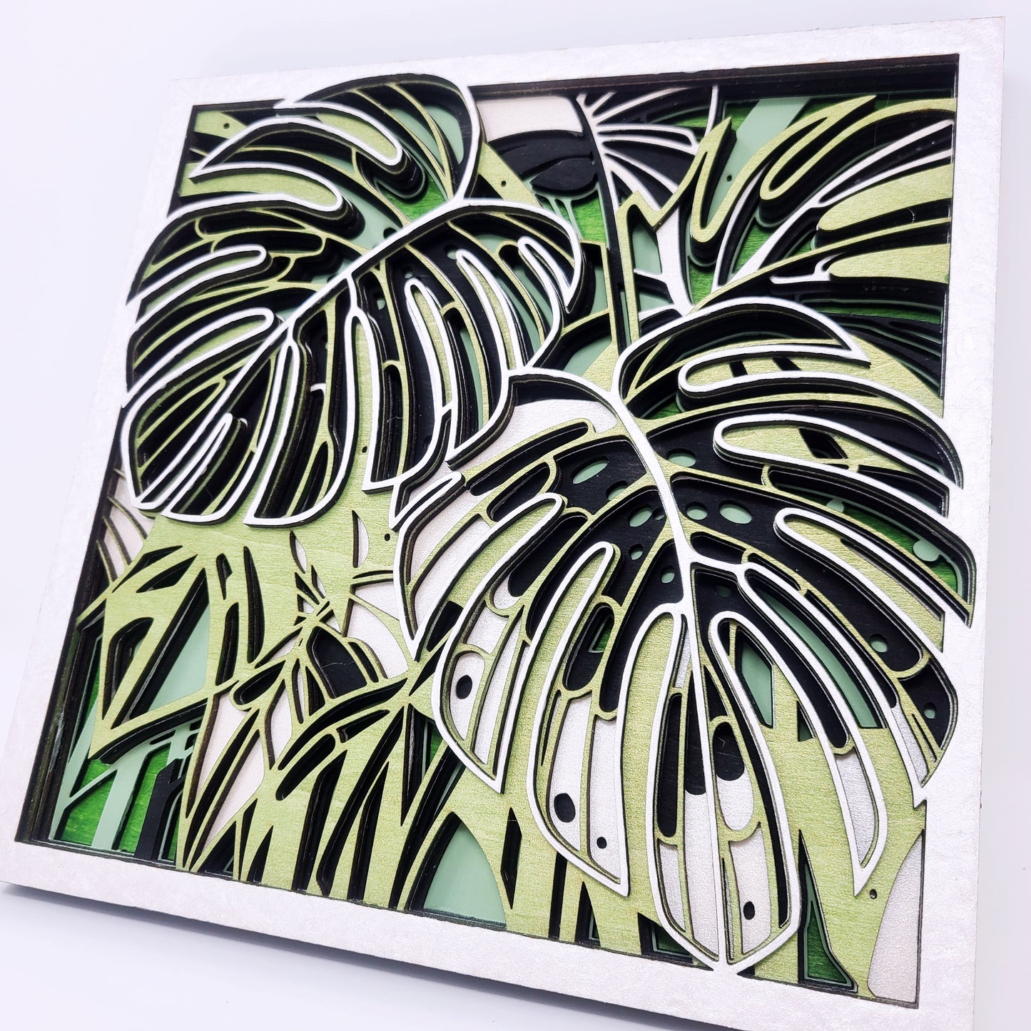 Monstera - Layered Laser Cut Wall Art | 3D Botanical Shadow Box | Tropical Leaf Wood Decor 🌿