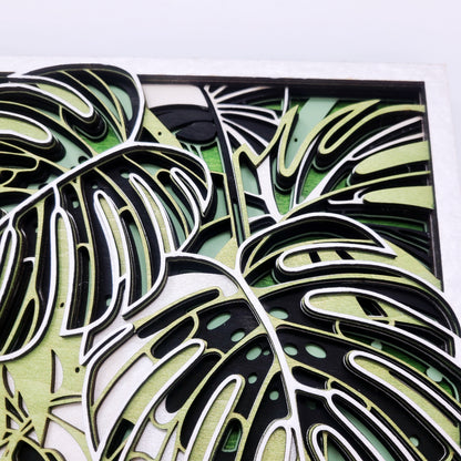Monstera - Layered Laser Cut Wall Art | 3D Botanical Shadow Box | Tropical Leaf Wood Decor 🌿