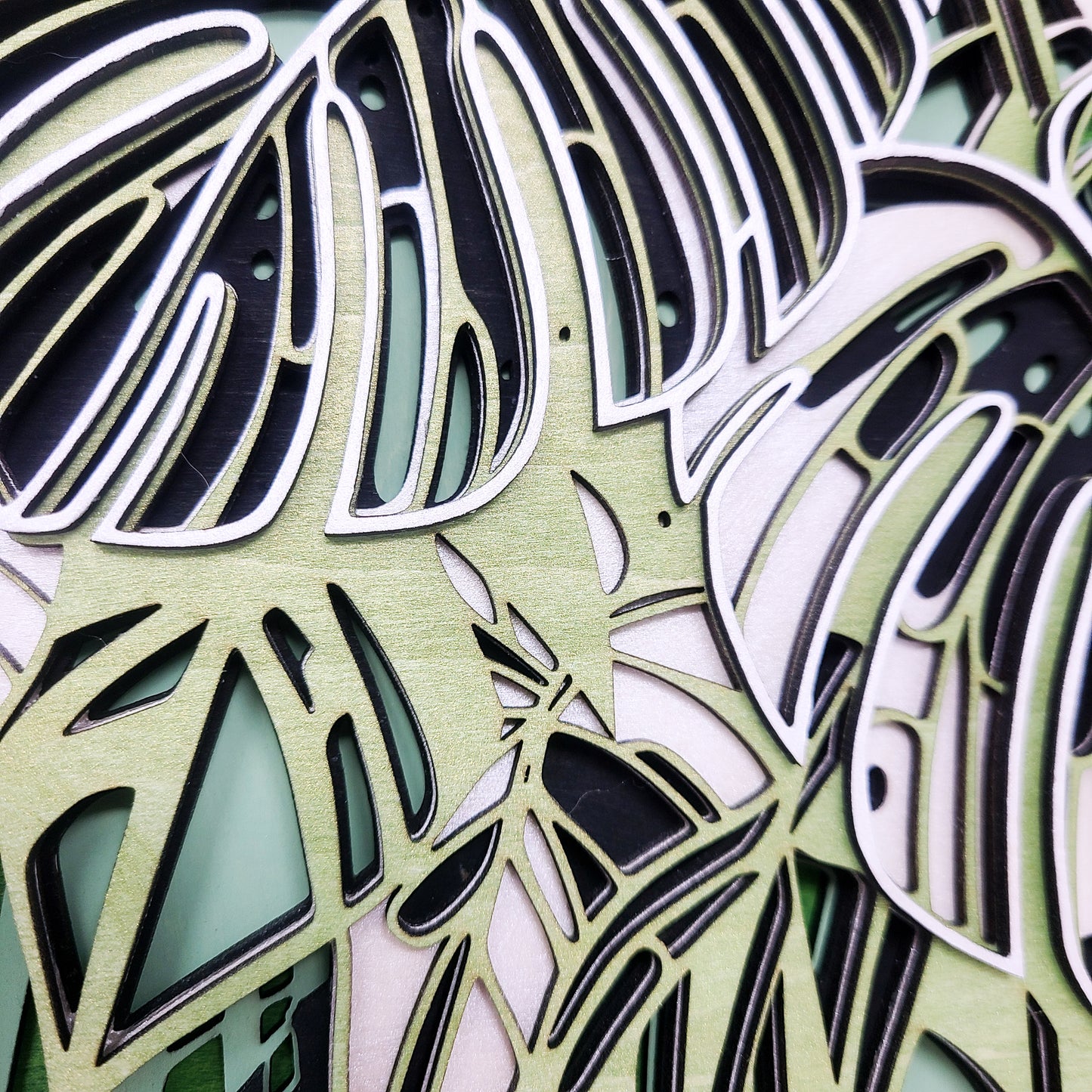 Monstera - Layered Laser Cut Wall Art | 3D Botanical Shadow Box | Tropical Leaf Wood Decor 🌿