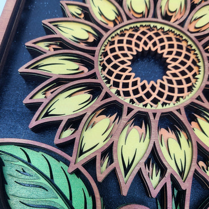 Sunflower Wall Art | Layered Laser Cut Wood | 3D Floral Home Decor | Handpainted Sunflower Sign | Nature Inspired Wall Hanging