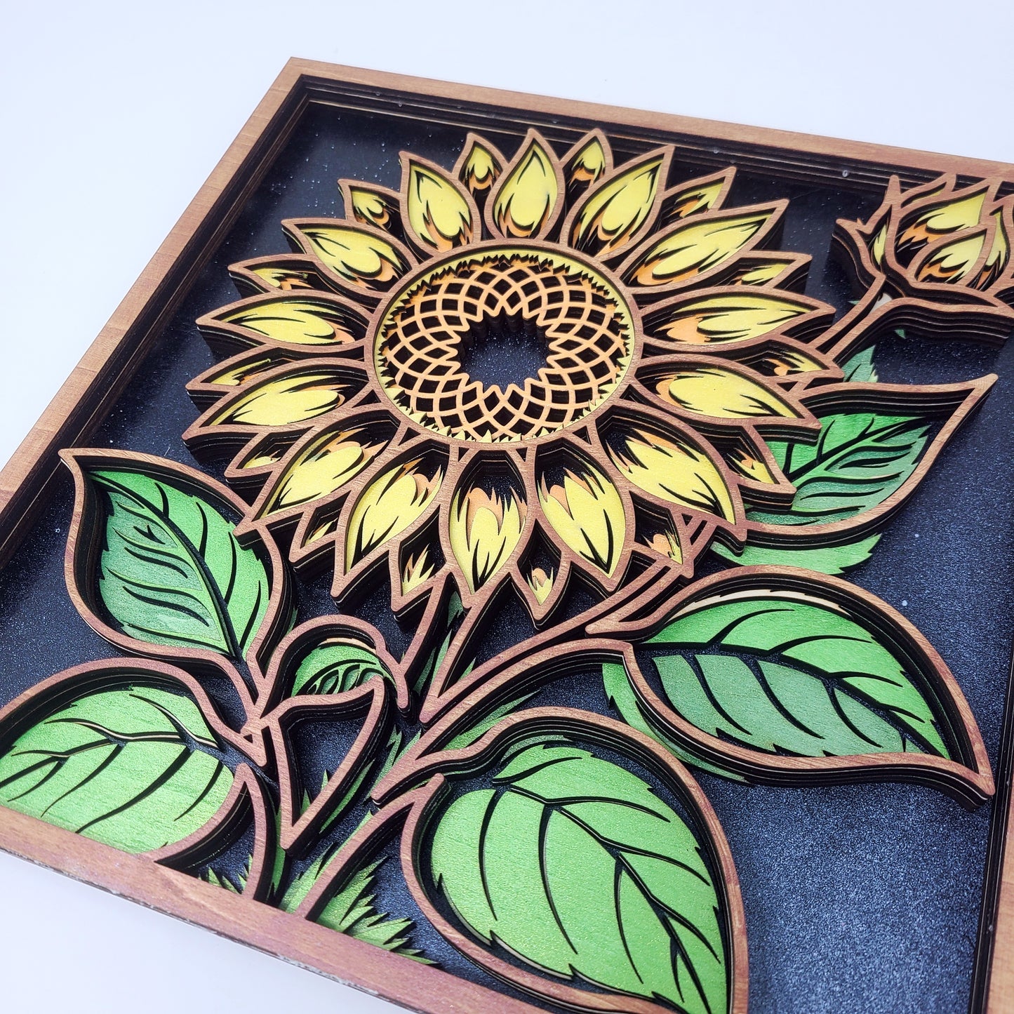 Sunflower Wall Art | Layered Laser Cut Wood | 3D Floral Home Decor | Handpainted Sunflower Sign | Nature Inspired Wall Hanging