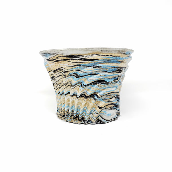 Large Waves Marbled Concrete Planter | Multiple Color Options | Indoor/Outdoor Plant Pot