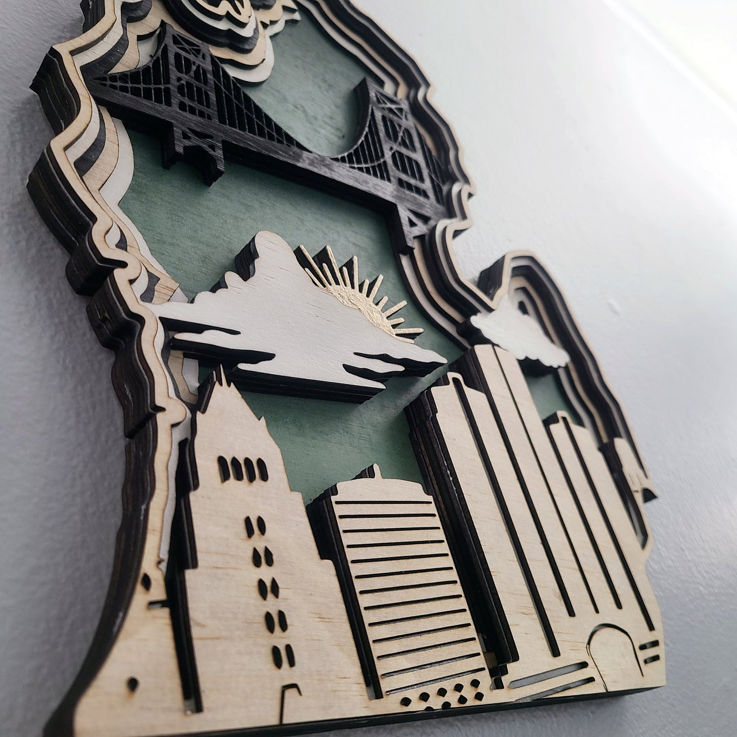 Michigan Layered Laser Cut Wall Art - 3D Wooden State Map, Great Lakes Home Decor - Green Theme
