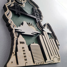 Michigan Layered Laser Cut Wall Art - 3D Wooden State Map, Great Lakes Home Decor - Blue Theme