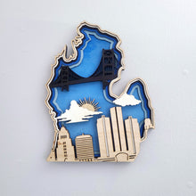 Michigan Layered Laser Cut Wall Art - 3D Wooden State Map, Great Lakes Home Decor - Green Theme