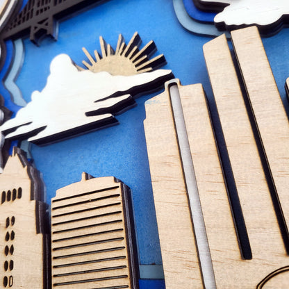 Michigan Layered Laser Cut Wall Art - 3D Wooden State Map, Great Lakes Home Decor - Blue Theme