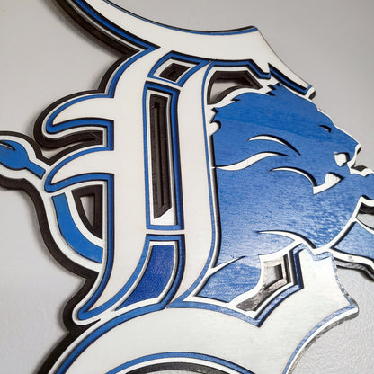 Layered Laser Cut Wall Art - Detroit Lions