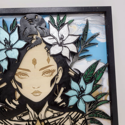 Ozra, the Floral Goddess - Layered Laser Cut Wall Art