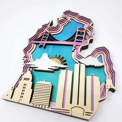 Michigan Layered Laser Cut Wall Art - 3D Wooden State Map, Great Lakes Home Decor