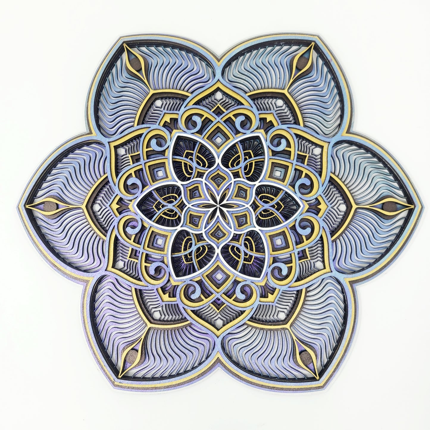 Layered Mandala Wall Art | Laser Cut Wood Mandala Sign | 3D Geometric Floral Wall Hanging | Handmade Boho Meditation Decor