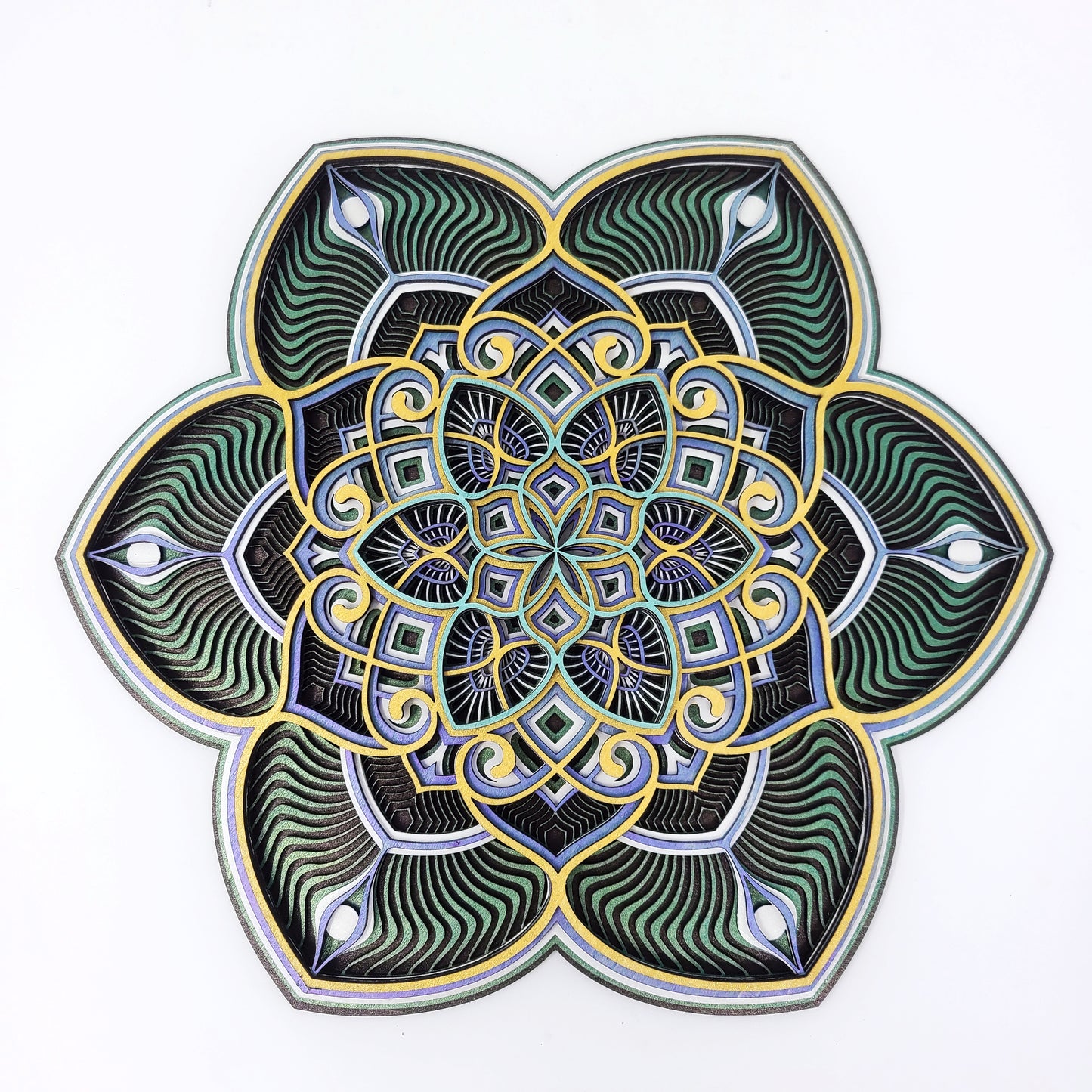 Layered Mandala Wall Art | Laser Cut Wood Mandala Sign | 3D Geometric Floral Wall Hanging | Handmade Boho Meditation Decor