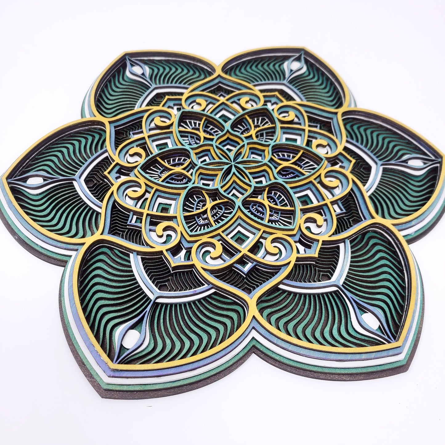Layered Mandala Wall Art | Laser Cut Wood Mandala Sign | 3D Geometric Floral Wall Hanging | Handmade Boho Meditation Decor