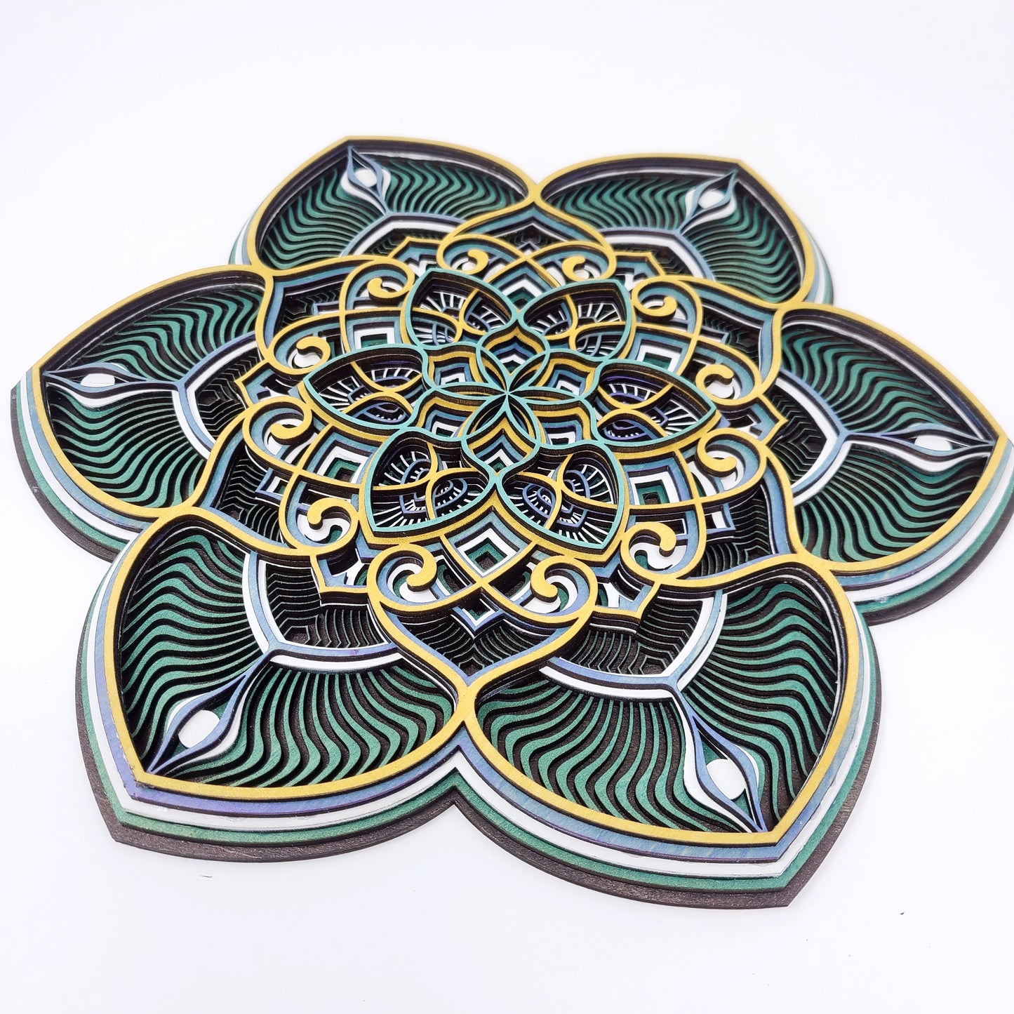 Layered Mandala Wall Art | Laser Cut Wood Mandala Sign | 3D Geometric Floral Wall Hanging | Handmade Boho Meditation Decor