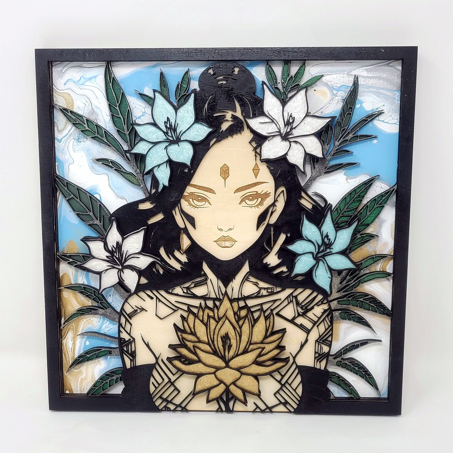 Ozra, the Floral Goddess - Layered Laser Cut Wall Art