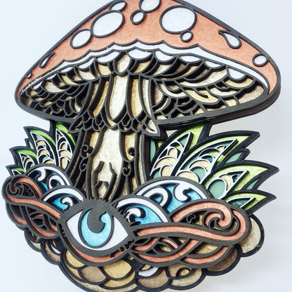 Mushroom Layered Wood Wall Art