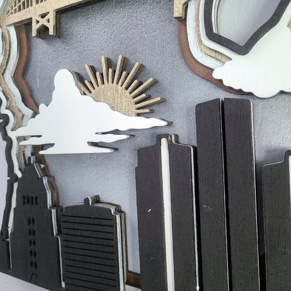 Michigan Layered Laser Cut Wall Art - 3D Wooden State Map, Great Lakes Home Decor - Black Theme