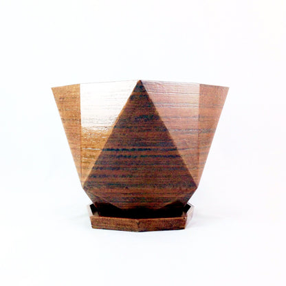 Modern 3D Printed Wood Geometric Plant Pot with Saucer - Eco-Friendly Organic Decor for Cacti, Succulents, and Flowers - Unique Gift Idea