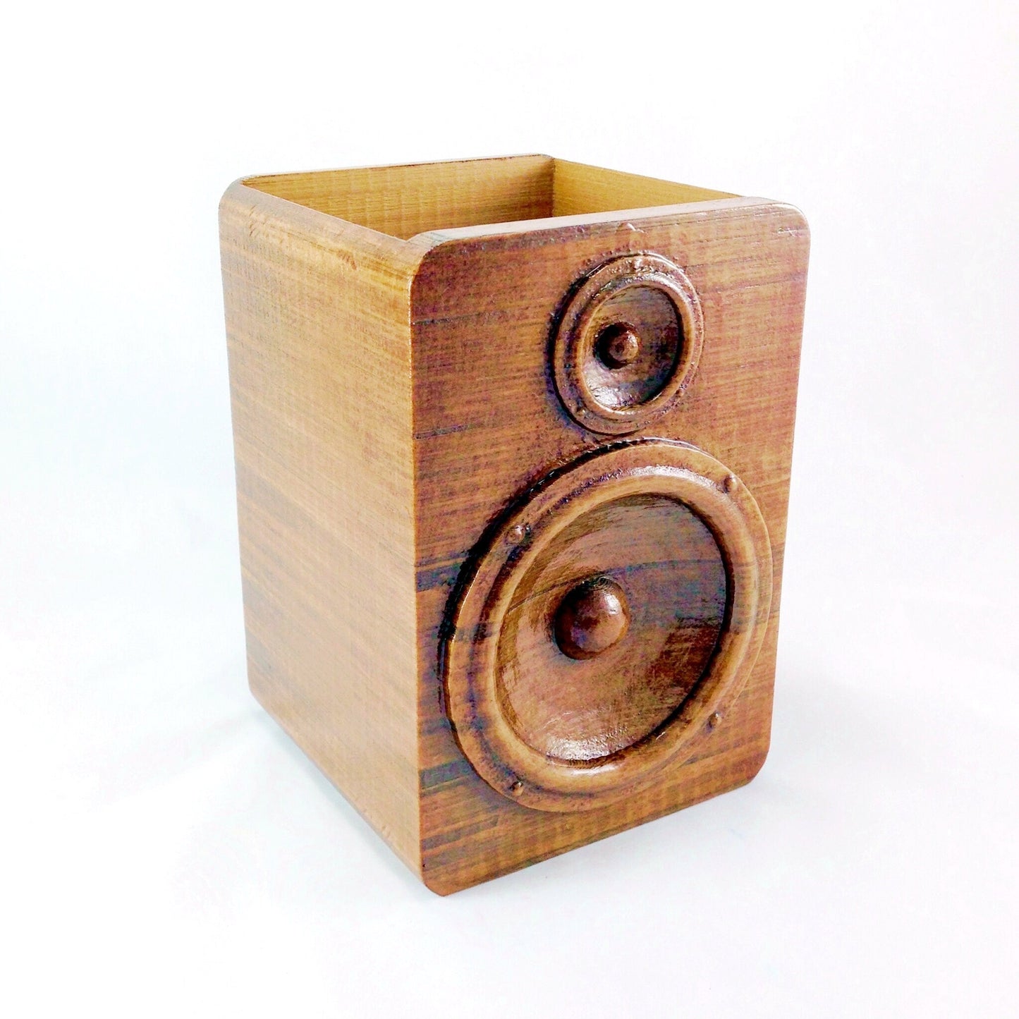 Modern 3D Printed Wood Speaker Plant Pot and Saucer - Ideal for Cacti, Succulents, or Flowers - Gift Idea