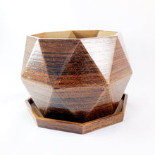 Modern 3D Printed Wood Geometric Octagon Plant Pot and Saucer - Organic Decor for Cacti, Succulents, Flowers