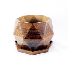 Modern 3D Printed Wood Geometric Octagon Plant Pot and Saucer - Organic Decor for Cacti, Succulents, Flowers