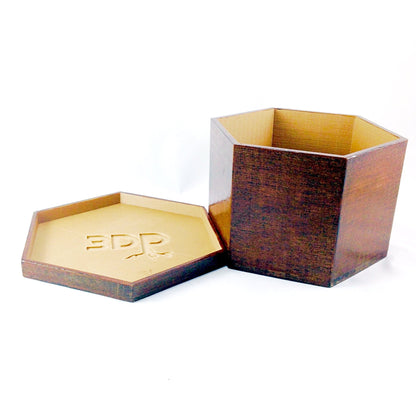 Modern 3D Printed Wood Geometric Hexagon Plant Pot and Saucer - Ideal for Cacti, Succulents, or Flowers - Gift Idea