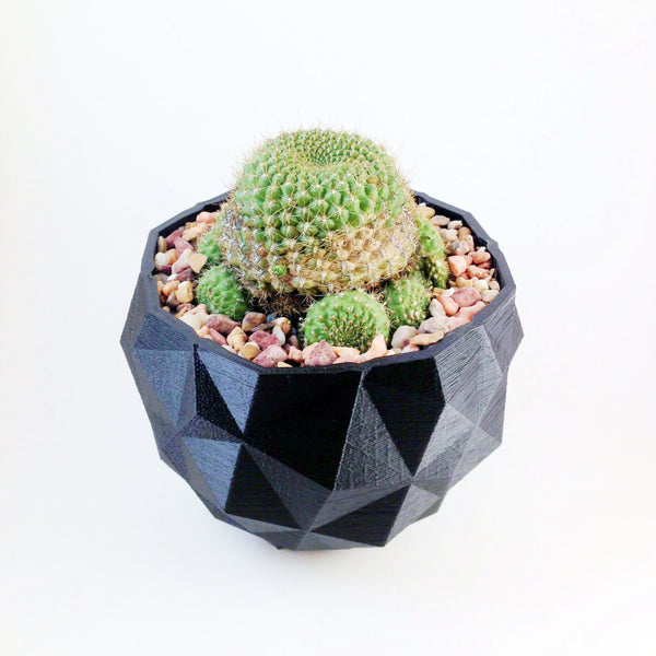 3D Printed geometric plant pot. Modern stylish planter decor - great for cacti and succulents, or as a flower pot. Gift idea!