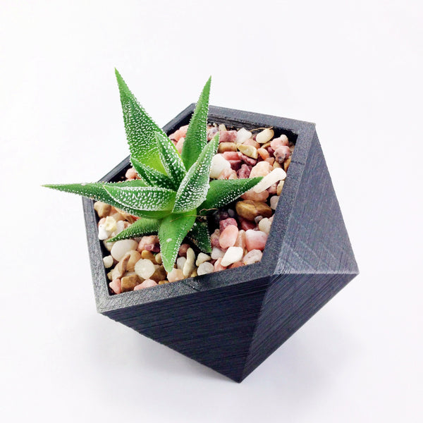 SET OF 4 - 3D Printed geometric mini plant pots - Modern edgy decor - great for cacti and succulents, or as a flower pot. Gift idea!