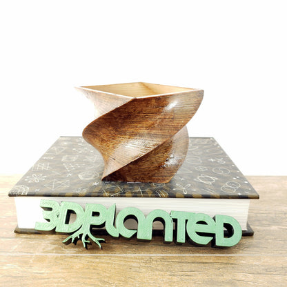 SET OF 4 - 3D Printed wood geometric small plant pots. Modern organic decor - great for cacti and succulents, or as a flower pot!