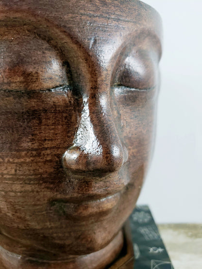 Modern 3D Printed Wood Face Plant Pot and Saucer - Ideal for Cacti, Succulents, or Flowers - Head Planter