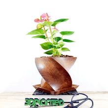 Modern 3D Printed Wood Geometric Square Twist Planter with Saucer - Organic Decor for Cacti, Succulents, and Flowers - Gift Idea!