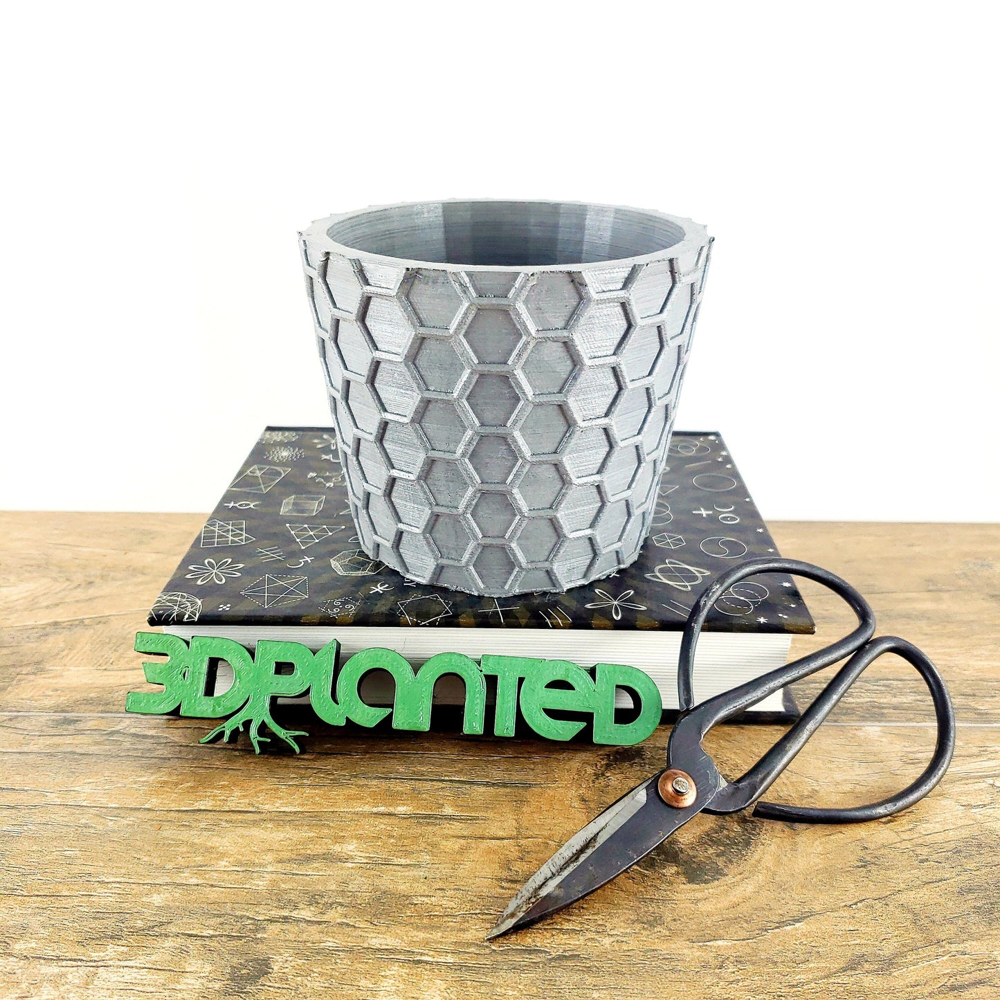 Concrete Planter Honeycomb Geometric - Indoor/Outdoor Plant Pot