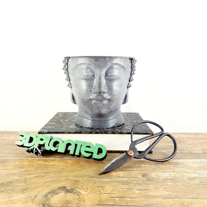 Buddha Head Pot from Concrete Indoor Outdoor Spiritual Flower Plant Container Meditation Sculpture Peaceful Thai Zen Planter Yogi Gift Idea