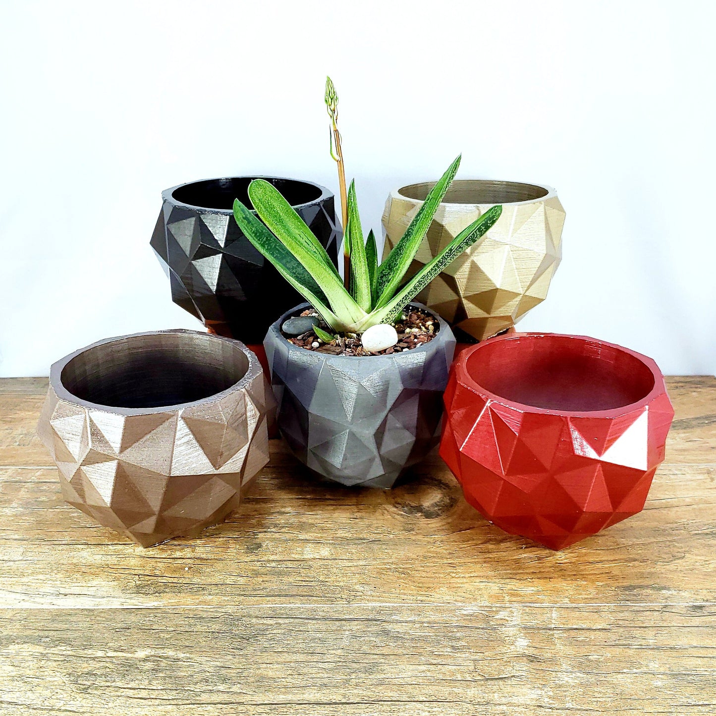 Concrete Planter Triangles Small Geometric - Indoor/Outdoor Plant Pot