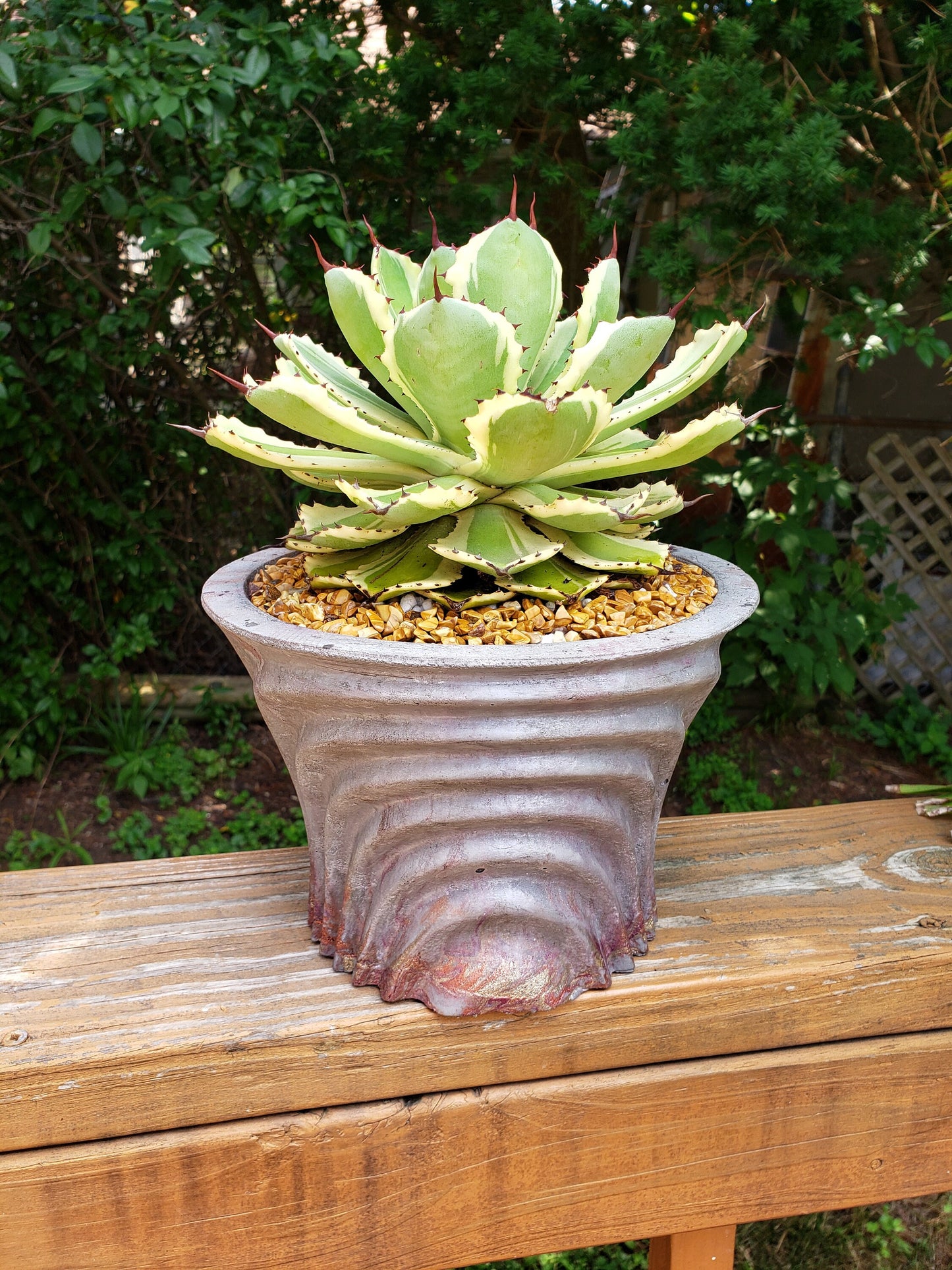 Concrete Planter Large Waves - Indoor/Outdoor Plant Pot