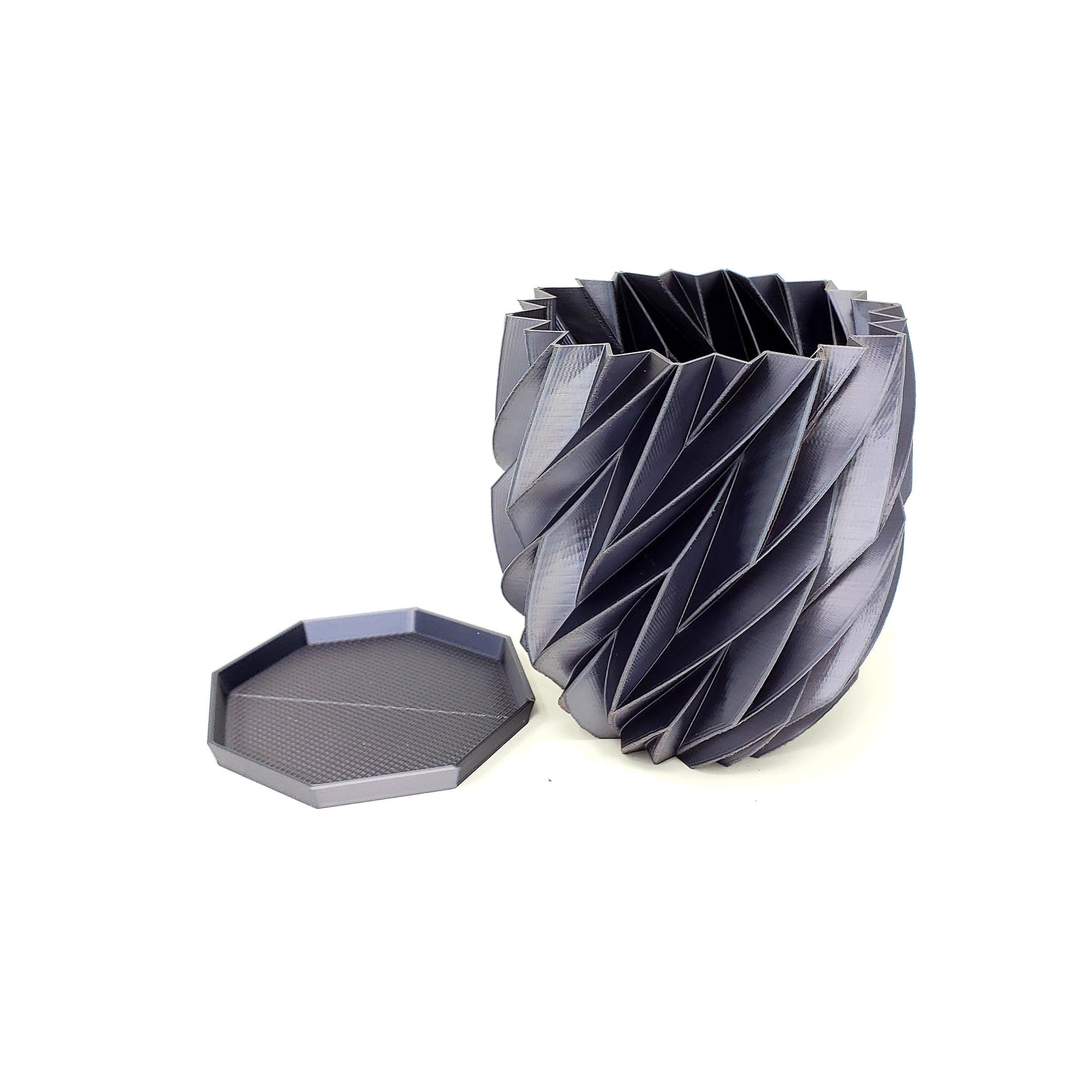 3D Printed Geometric Plant Pot Black - Modern stylish planter decor - great for cacti, succulents, houseplants or as a flower pot!