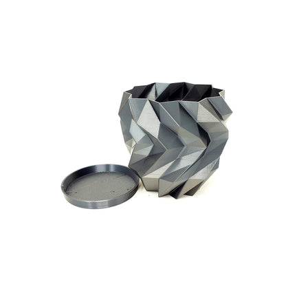 3D Printed Geometric Plant Pot Black - Modern stylish planter decor - Great for cacti and succulents or as a flower pot!