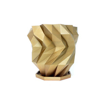 Luxury Planter Bronze Brown Metallic Effect Pot Geometric 3D Print Flower Cactus Succulent Container Shelf Desk Decoration Secret Santa Gift