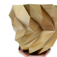 Luxury Planter Bronze Brown Metallic Effect Pot Geometric 3D Print Flower Cactus Succulent Container Shelf Desk Decoration Secret Santa Gift