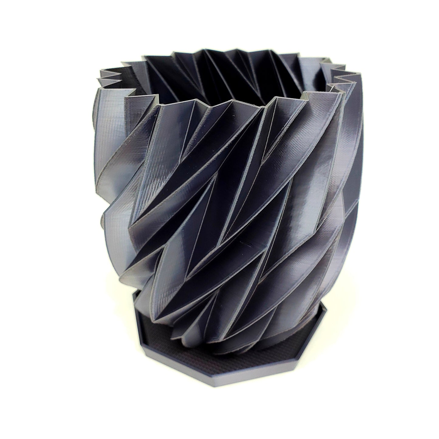 3D Printed Geometric Plant Pot Black - Modern stylish planter decor - great for cacti, succulents, houseplants or as a flower pot!