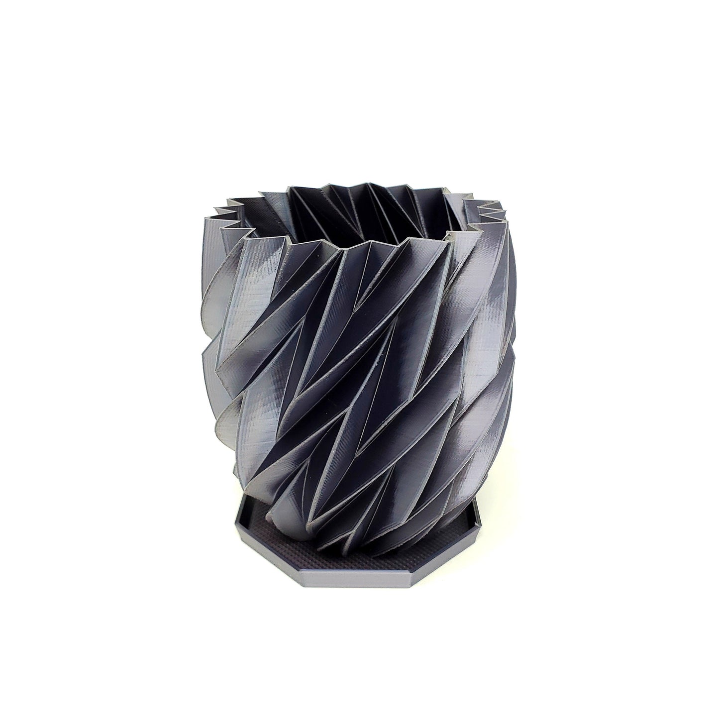 3D Printed Geometric Plant Pot Black - Modern stylish planter decor - great for cacti, succulents, houseplants or as a flower pot!