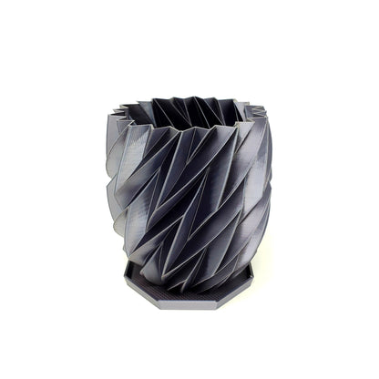 3D Printed Geometric Plant Pot Black - Modern stylish planter decor - great for cacti, succulents, houseplants or as a flower pot!