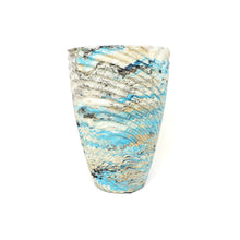 Marbled Concrete Vase Large Geometric - Blue Gold and Black Marbling - Indoor/Outdoor Plant Pot