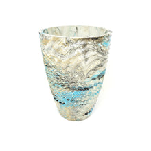 Marbled Concrete Vase Large Geometric - Blue Gold and Black Marbling - Indoor/Outdoor Plant Pot