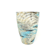 Marbled Concrete Vase Large Geometric - Blue Gold and Black Marbling - Indoor/Outdoor Plant Pot