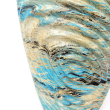 Marbled Concrete Vase Large Geometric - Blue Gold and Black Marbling - Indoor/Outdoor Plant Pot